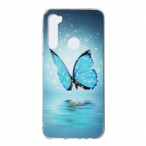 Handyhülle Für Xiaomi Redmi Note 8 Fluoreszierender Blauer Schmetterling