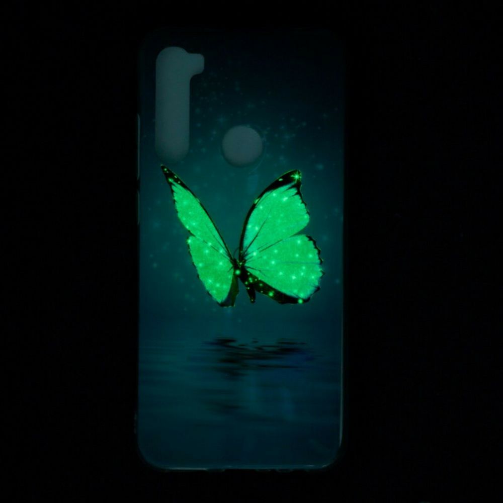 Handyhülle Für Xiaomi Redmi Note 8 Fluoreszierender Blauer Schmetterling