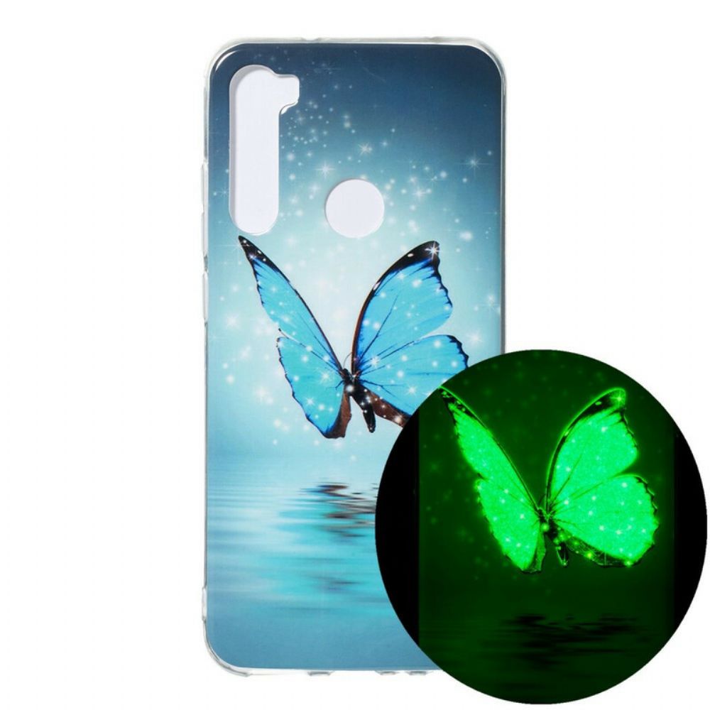 Handyhülle Für Xiaomi Redmi Note 8 Fluoreszierender Blauer Schmetterling