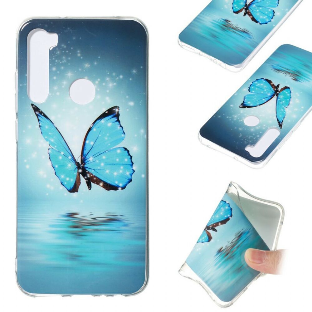 Handyhülle Für Xiaomi Redmi Note 8 Fluoreszierender Blauer Schmetterling