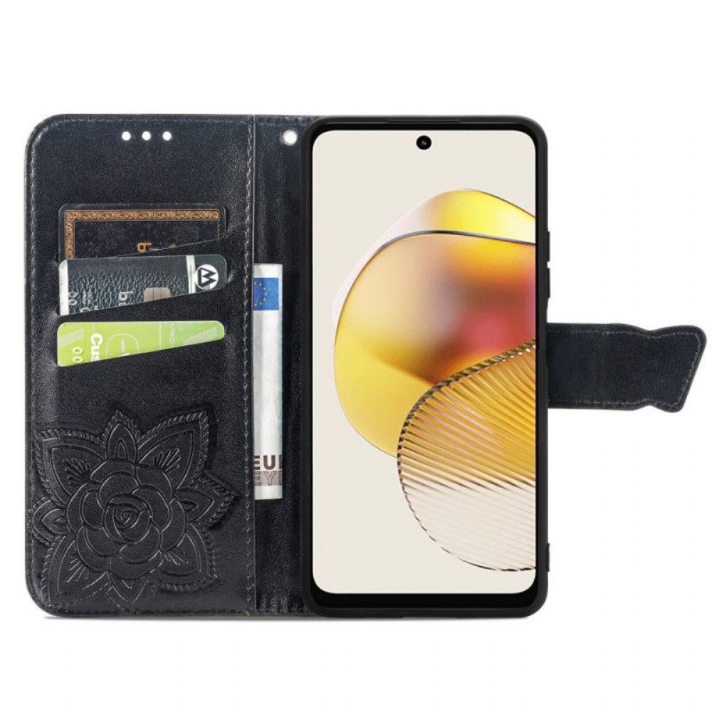 Flip Case Für Moto G73 5G Barocker Schmetterling