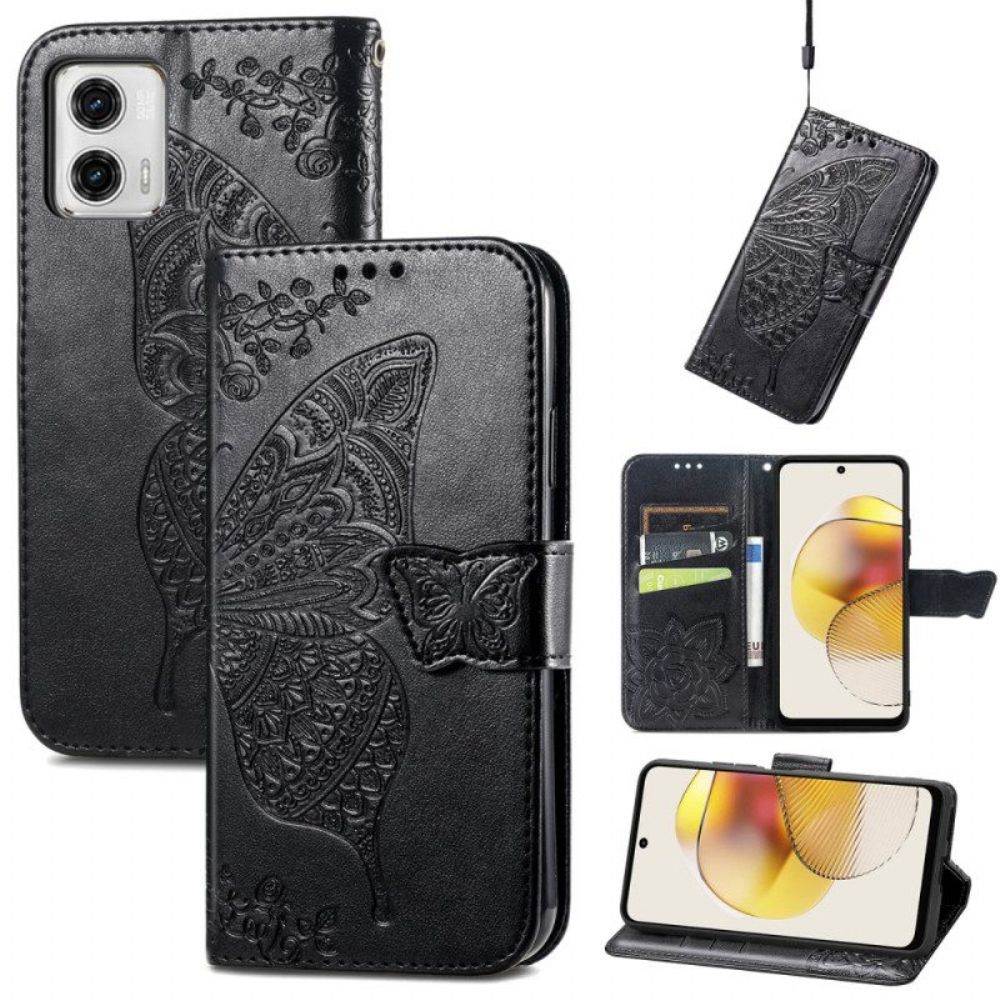 Flip Case Für Moto G73 5G Barocker Schmetterling