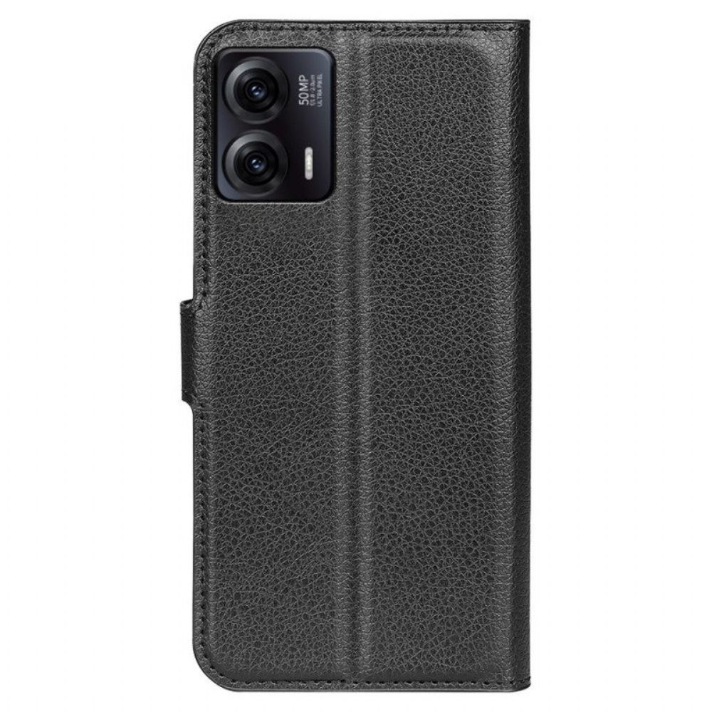 Flip Case Für Moto G73 5G Klassischer Litschi-ledereffekt