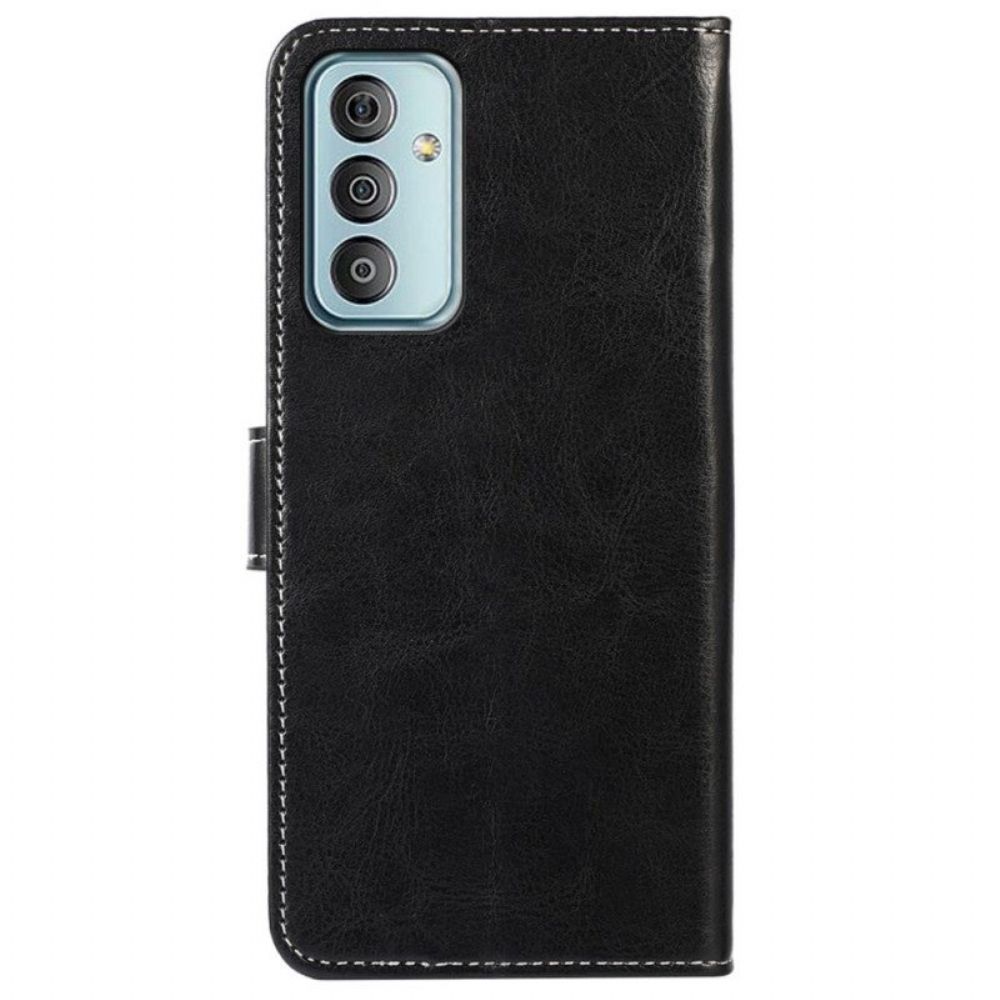 Flip Case Für Samsung Galaxy M13 Lederstil Und Nähte