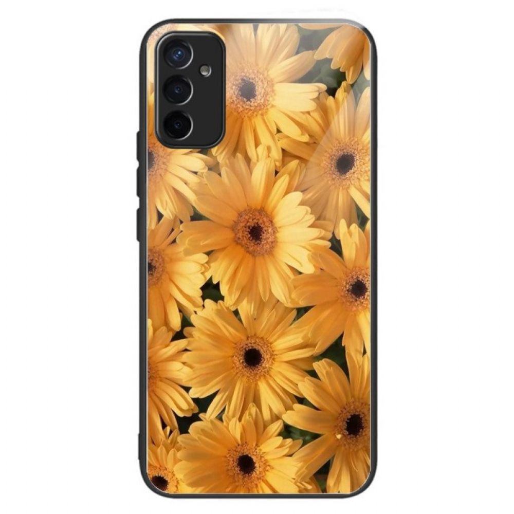 Handyhülle Für Samsung Galaxy M13 Sonnenblumen Gehärtetes Glas