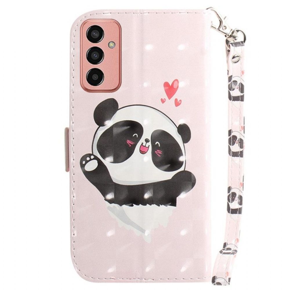 Lederhüllen Für Samsung Galaxy M13 Love Panda Mit Schlüsselband