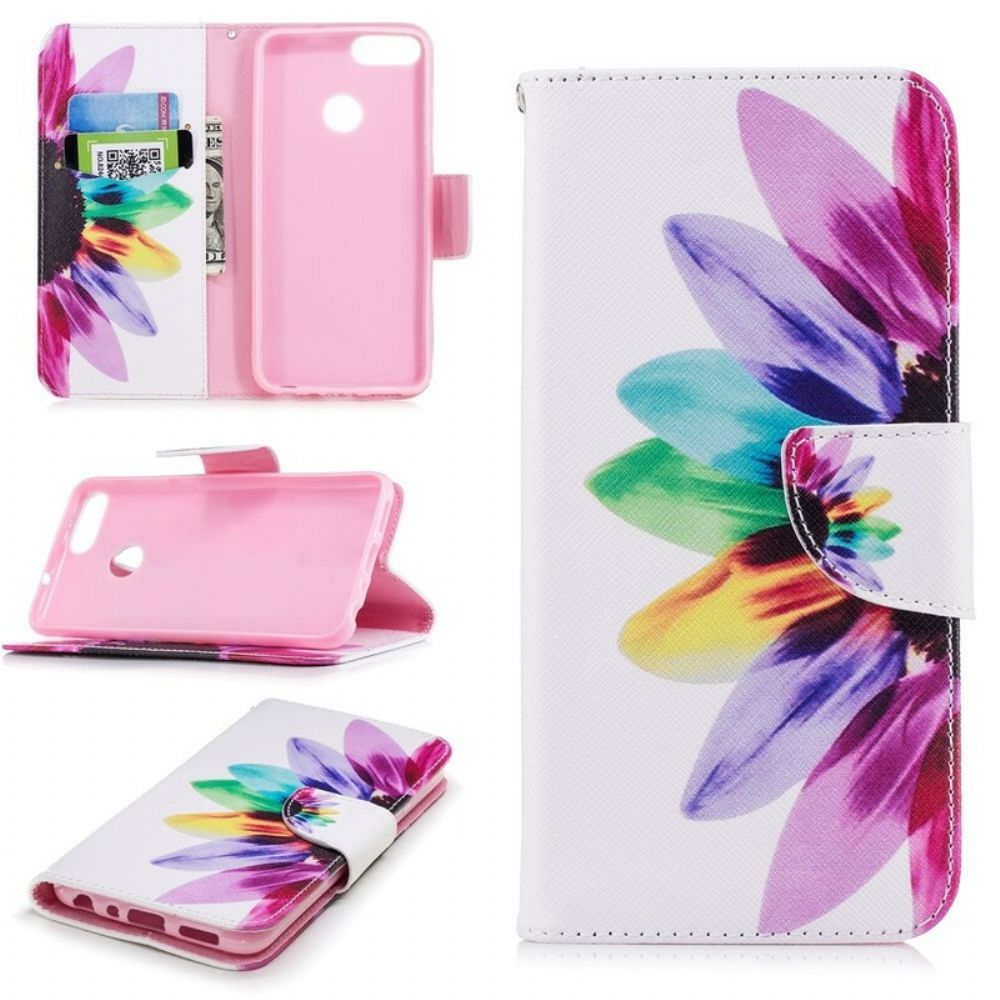 Lederhüllen Für Huawei P Smart Aquarell Blume