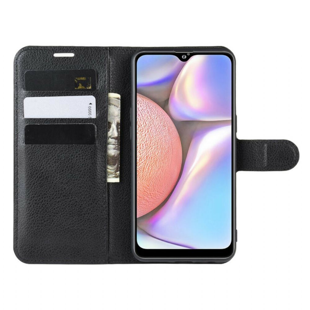 Flip Case Für Samsung Galaxy A10s Klassischer Litschi-leder-effekt