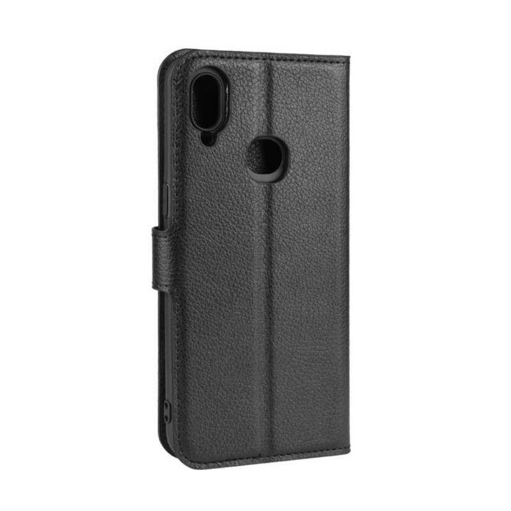 Flip Case Für Samsung Galaxy A10s Klassischer Litschi-leder-effekt