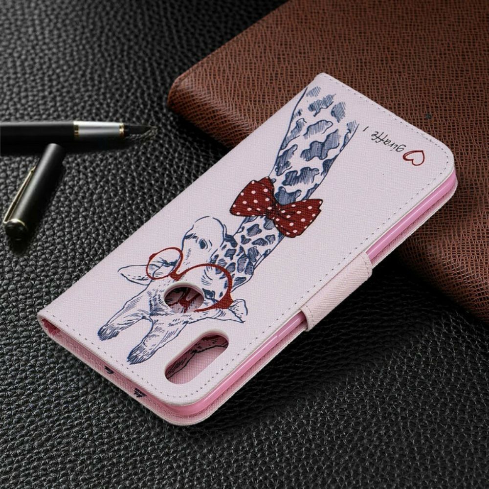 Flip Case Für Samsung Galaxy A10s Schlaue Giraffe