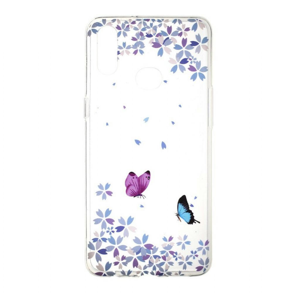 Hülle Für Samsung Galaxy A10s Transparente Schmetterlinge Und Blumen