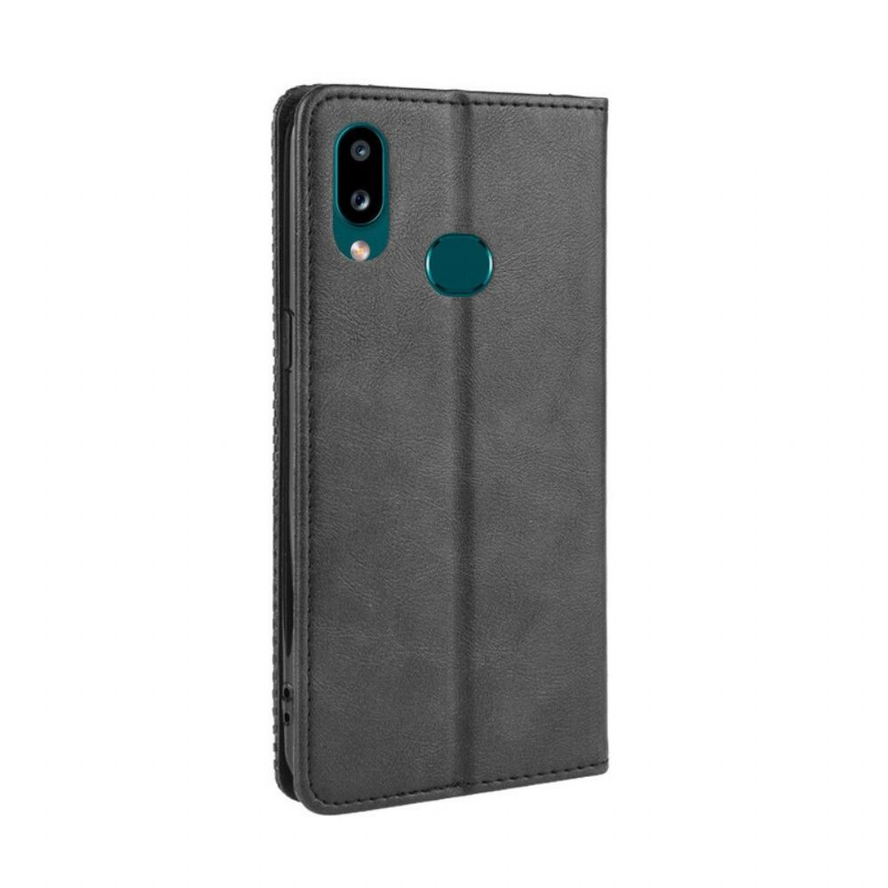 Schutzhülle Für Samsung Galaxy A10s Flip Case Stilisierter Vintage-ledereffekt