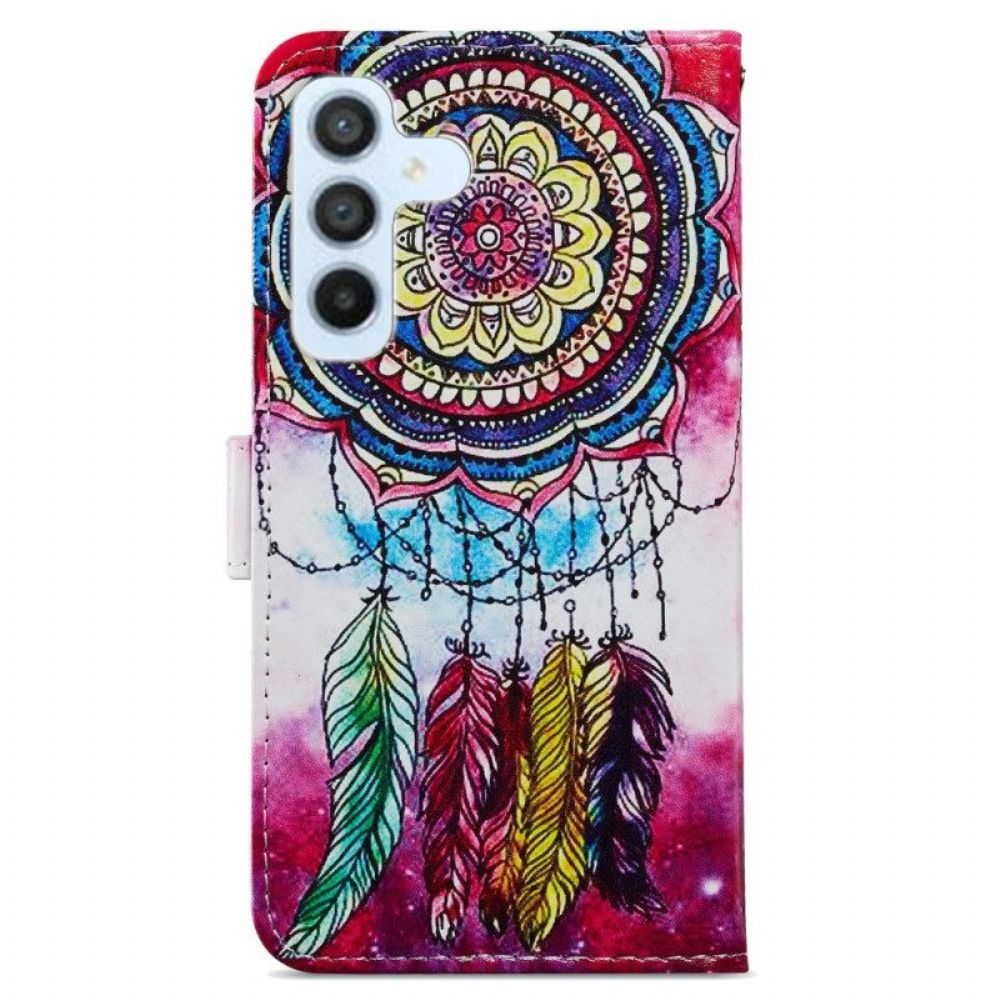 Flip Case Für Samsung Galaxy A54 5G Mit Kordel Aquarell-traumfänger Mit Riemen