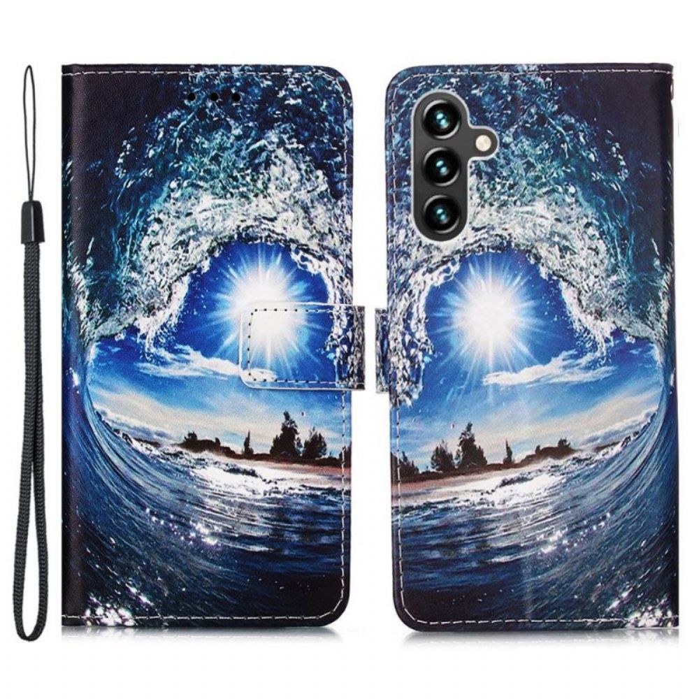 Flip Case Für Samsung Galaxy A54 5G Mit Kordel Ich Liebe Die Tangawelle