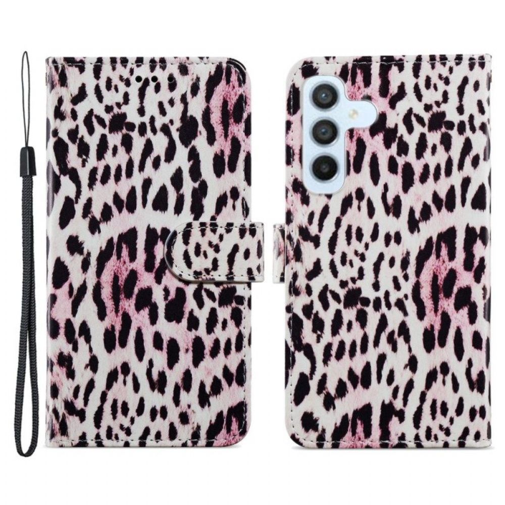 Flip Case Für Samsung Galaxy A54 5G Mit Kordel Riemchen-leoparden-stil