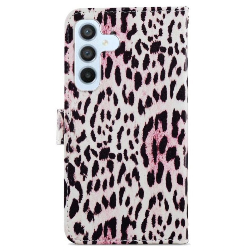 Flip Case Für Samsung Galaxy A54 5G Mit Kordel Riemchen-leoparden-stil