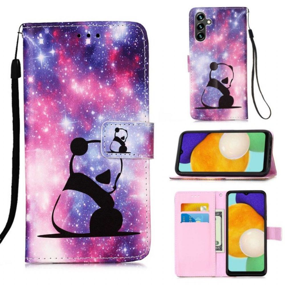 Flip Case Für Samsung Galaxy A54 5G Mit Kordel Schlüsselband Galaxy Panda