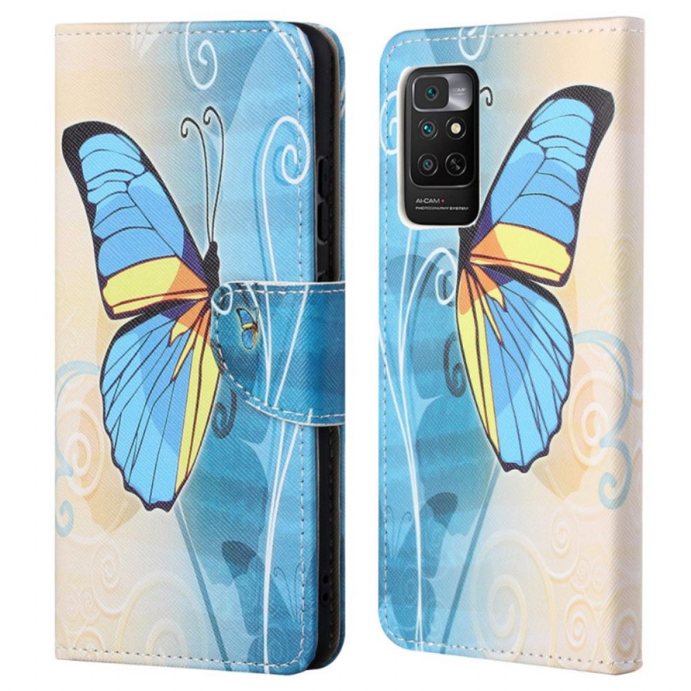 Flip Case Für Xiaomi Redmi Note 11 / 11S Blauer Und Gelber Schmetterling