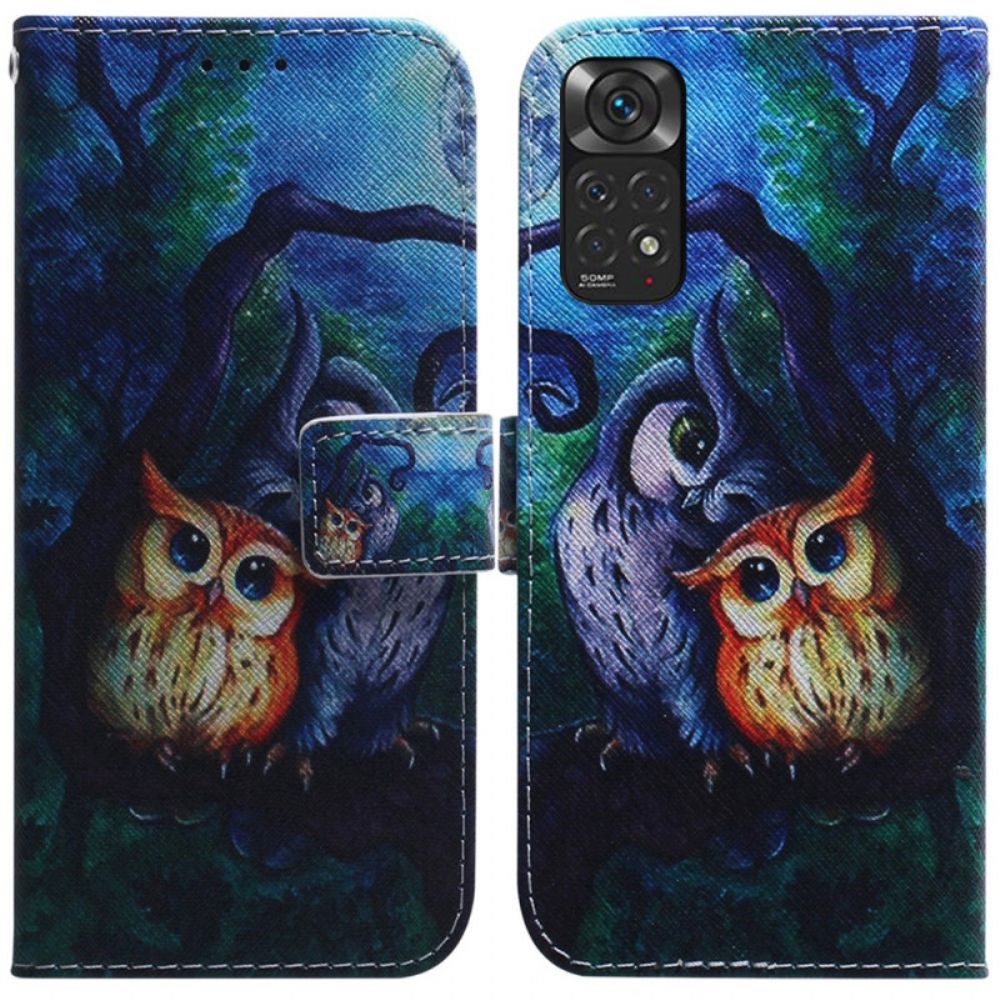 Flip Case Für Xiaomi Redmi Note 11 / 11S Gemälde Von Eulen