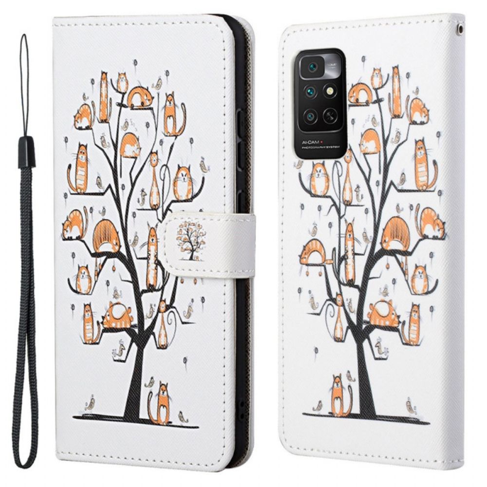 Flip Case Für Xiaomi Redmi Note 11 / 11S Mit Kordel Funky Cats Mit Riemen