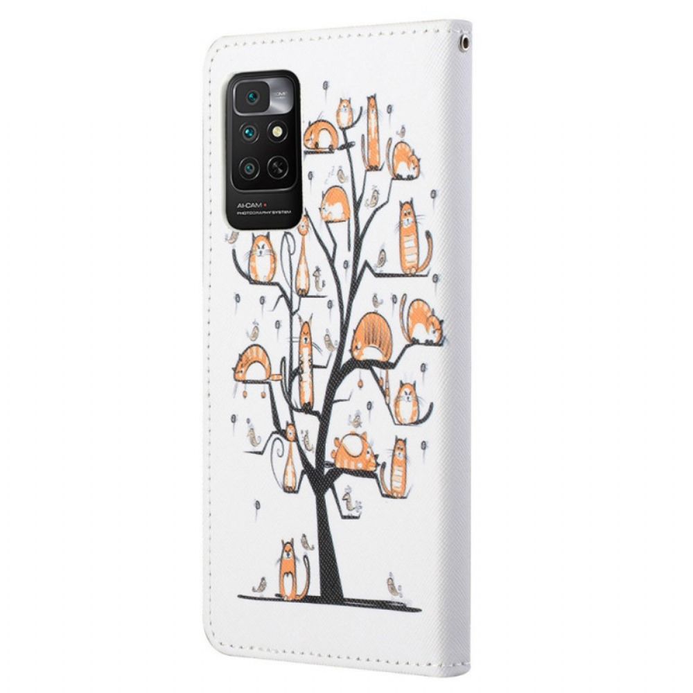 Flip Case Für Xiaomi Redmi Note 11 / 11S Mit Kordel Funky Cats Mit Riemen