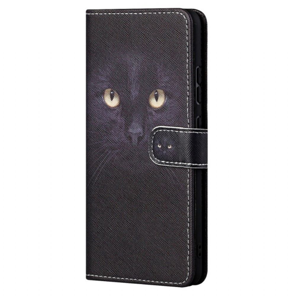 Flip Case Für Xiaomi Redmi Note 11 / 11S Mit Kordel Schwarze Katzenaugen Mit Riemen