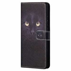 Flip Case Für Xiaomi Redmi Note 11 / 11S Mit Kordel Schwarze Katzenaugen Mit Riemen