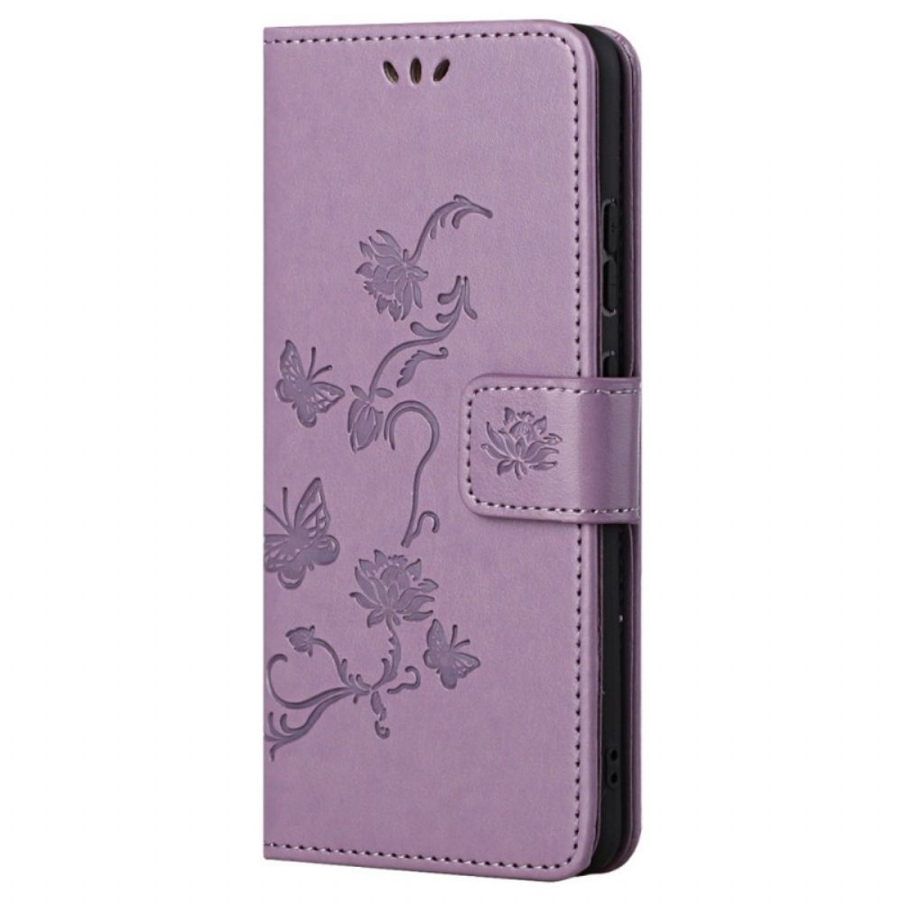 Flip Case Für Xiaomi Redmi Note 11 / 11S Mit Kordel Stringblumen