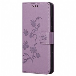 Flip Case Für Xiaomi Redmi Note 11 / 11S Mit Kordel Stringblumen