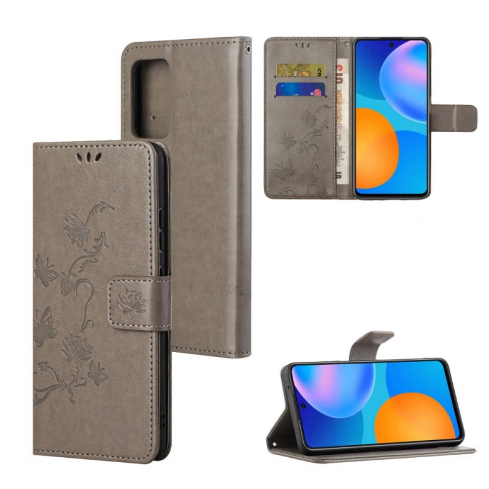 Flip Case Für Xiaomi Redmi Note 11 / 11S Mit Kordel Stringblumen