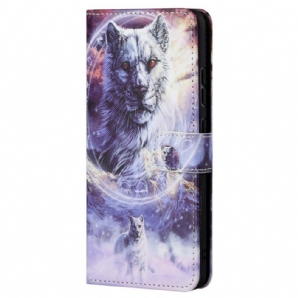 Flip Case Für Xiaomi Redmi Note 11 / 11S Winterwolf Mit Lanyard