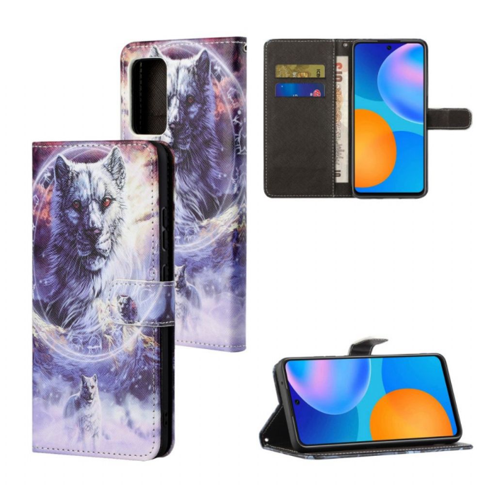 Flip Case Für Xiaomi Redmi Note 11 / 11S Winterwolf Mit Lanyard