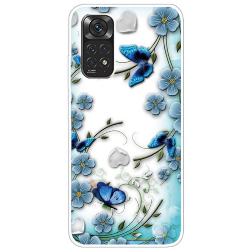 Hülle Für Xiaomi Redmi Note 11 / 11S Transparente Retro-schmetterlinge Und Blumen