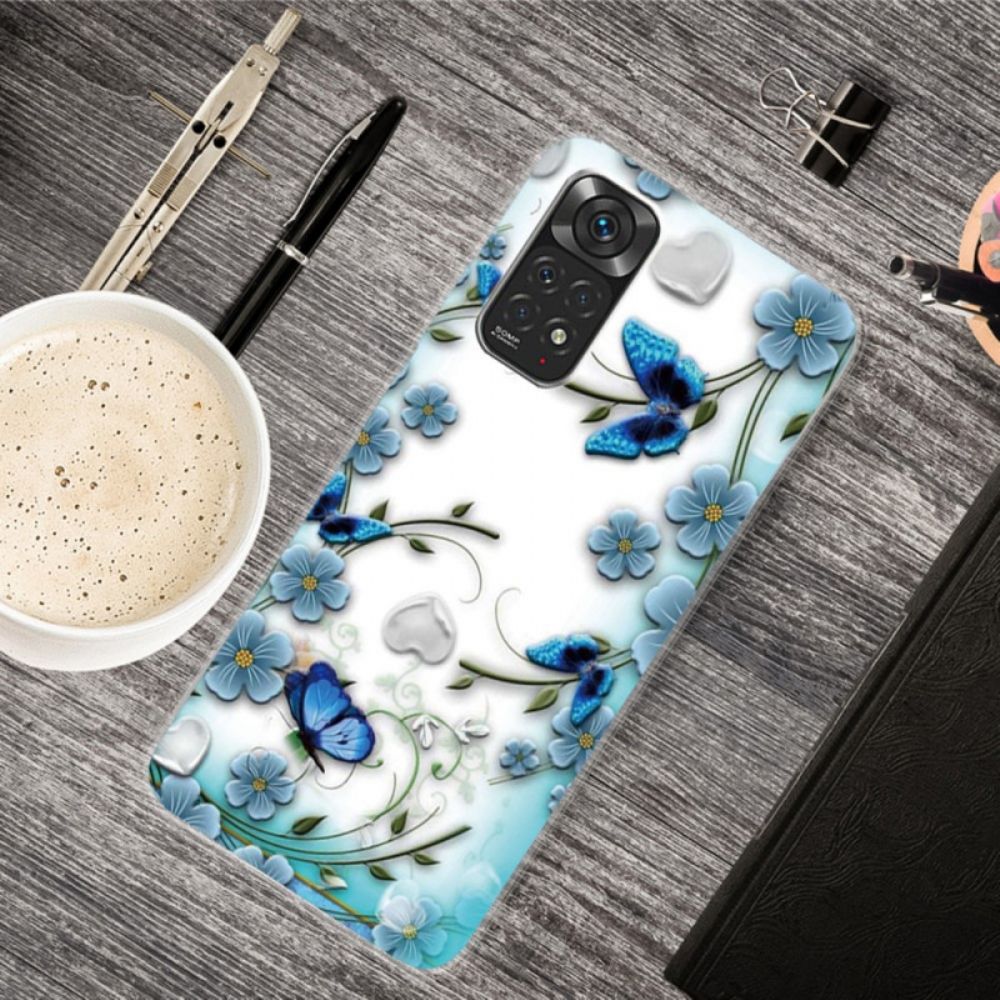 Hülle Für Xiaomi Redmi Note 11 / 11S Transparente Retro-schmetterlinge Und Blumen