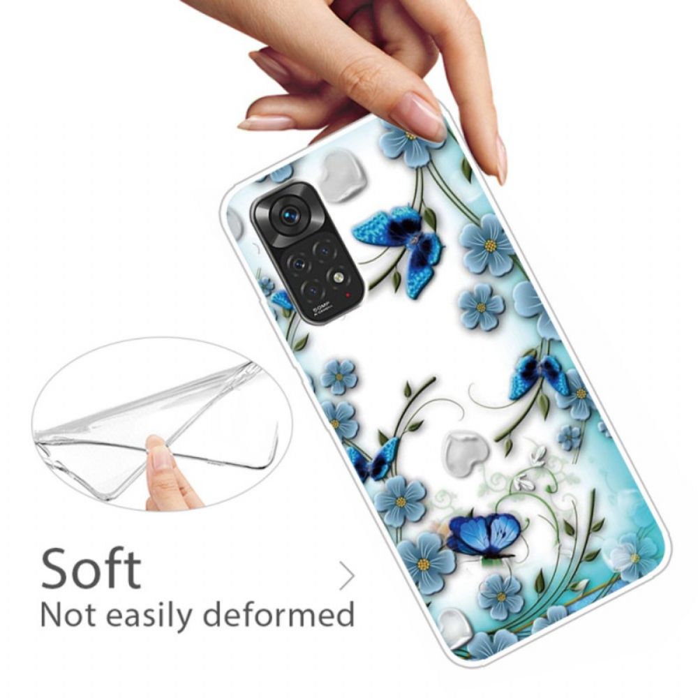 Hülle Für Xiaomi Redmi Note 11 / 11S Transparente Retro-schmetterlinge Und Blumen