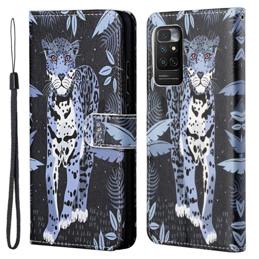 Lederhüllen Für Xiaomi Redmi Note 11 / 11S Mit Kordel Tanga Leopard