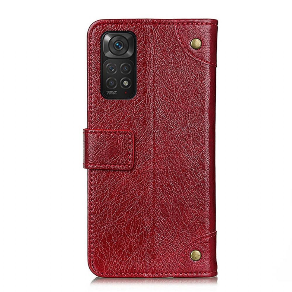 Lederhüllen Für Xiaomi Redmi Note 11 / 11S Nappaleder-stil Mit Vintage-nieten