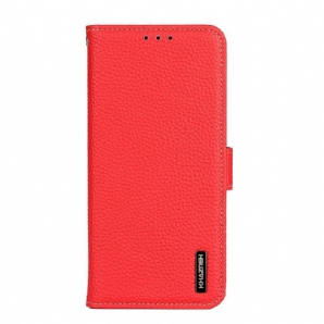 Flip Case Für Samsung Galaxy S22 Plus 5G Echtes Khazneh Litschi-leder