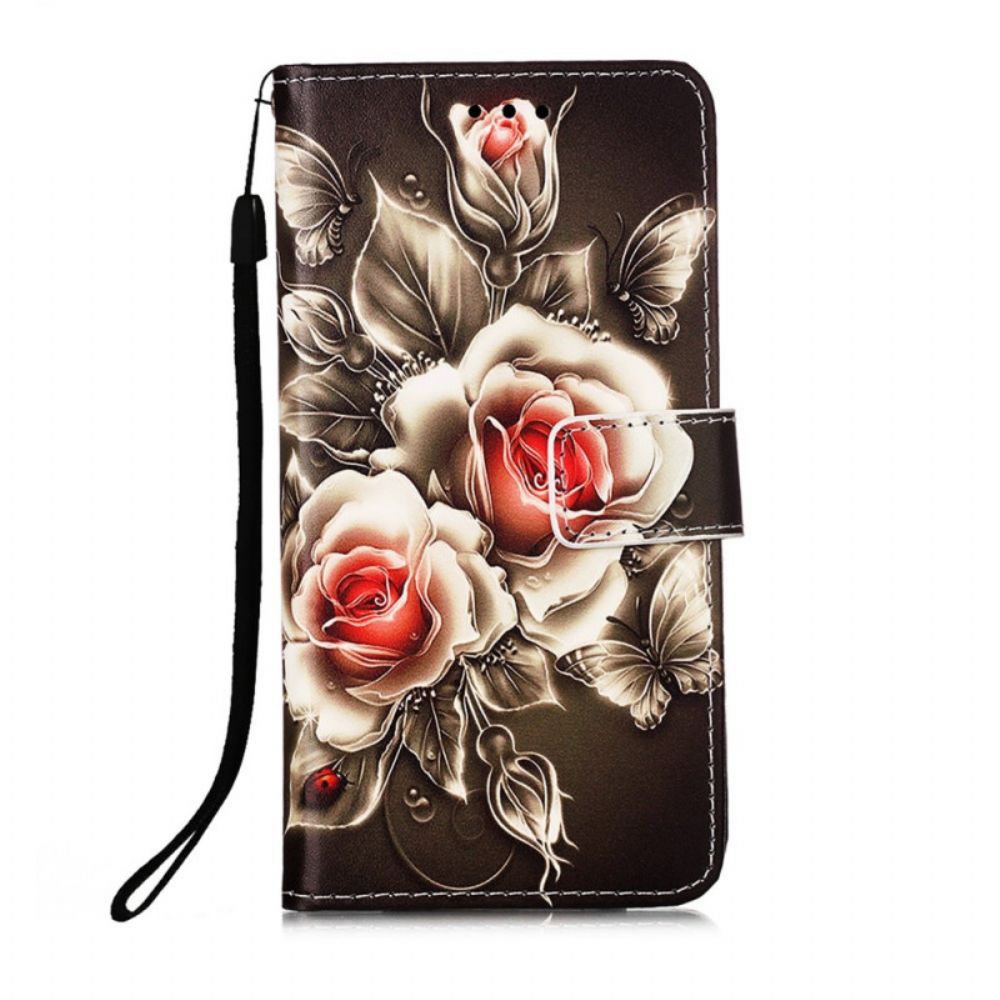 Flip Case Für Samsung Galaxy S22 Plus 5G Goldene Rosen