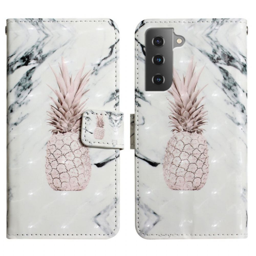 Flip Case Für Samsung Galaxy S22 Plus 5G Lichtpunkt Ananas