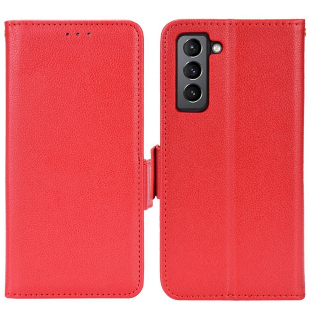 Flip Case Für Samsung Galaxy S22 Plus 5G Litschi-design Im Lederstil