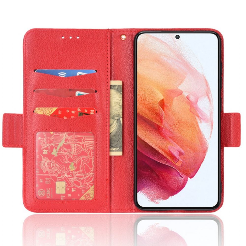 Flip Case Für Samsung Galaxy S22 Plus 5G Litschi-design Im Lederstil