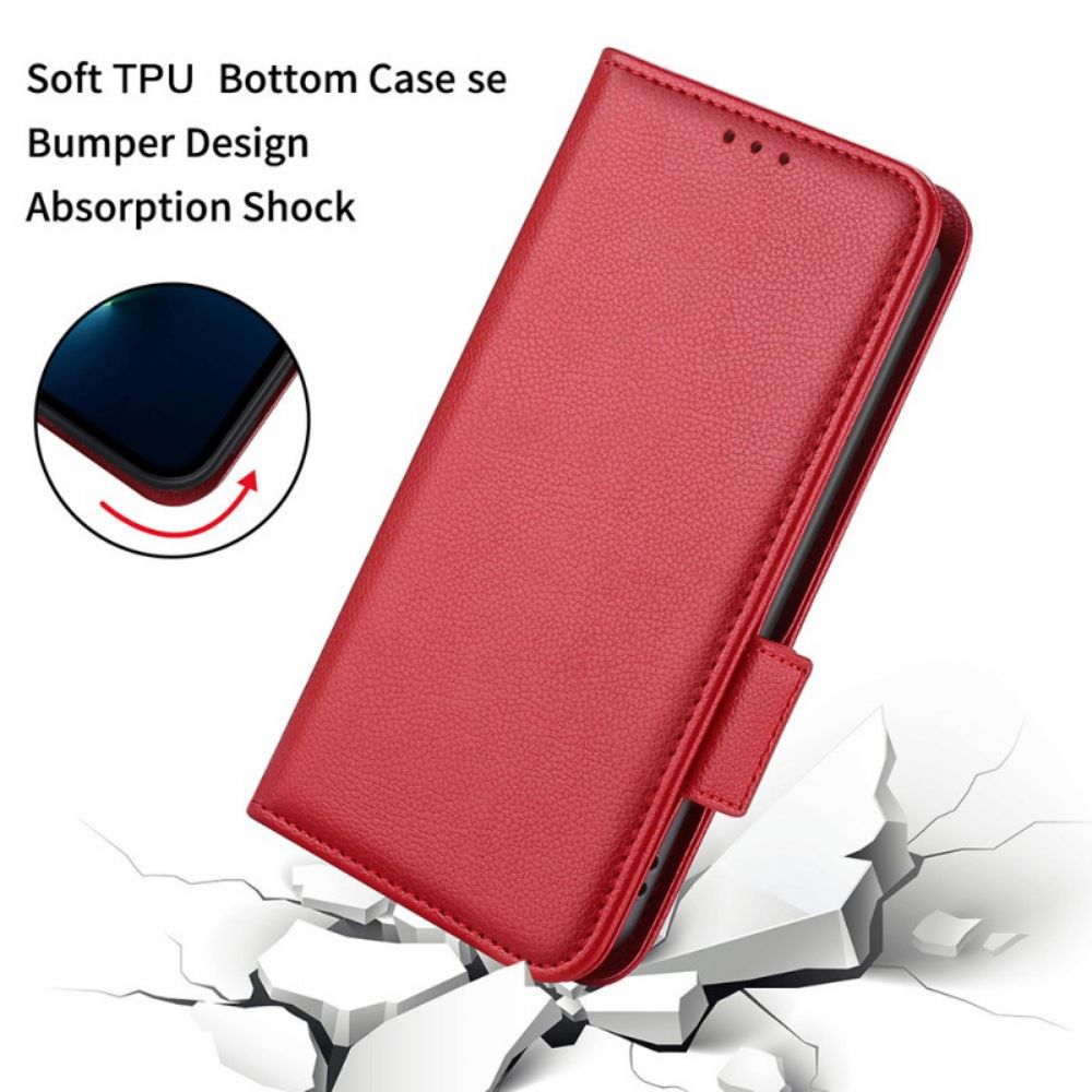 Flip Case Für Samsung Galaxy S22 Plus 5G Litschi-design Im Lederstil