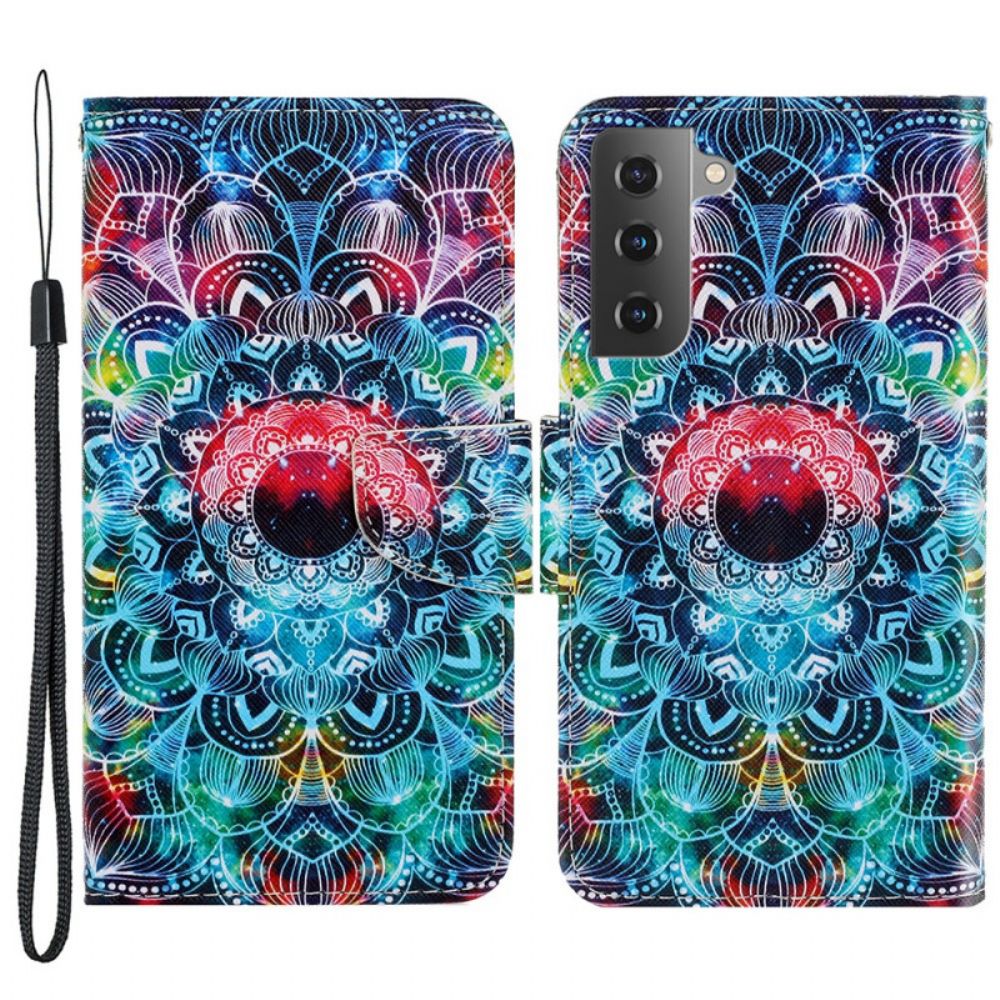 Flip Case Für Samsung Galaxy S22 Plus 5G Mit Kordel Auffälliges Riemchen-mandala