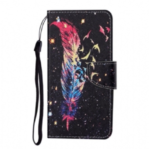 Flip Case Für Samsung Galaxy S22 Plus 5G Mit Kordel Bunte Riemenfeder