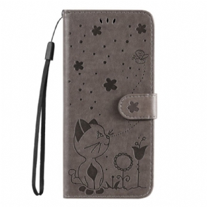 Flip Case Für Samsung Galaxy S22 Plus 5G Mit Kordel Katze Und Biene Mit Riemen