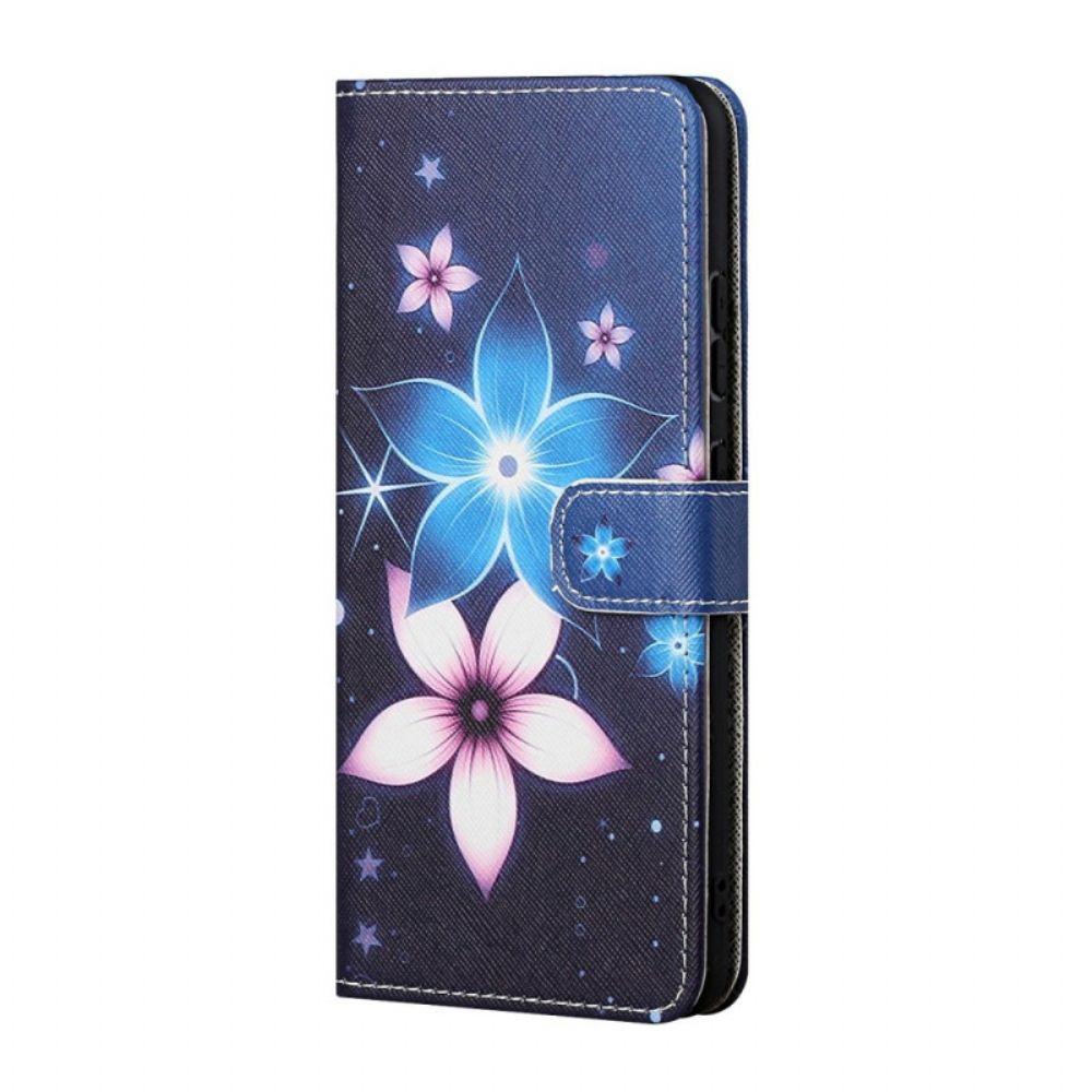 Flip Case Für Samsung Galaxy S22 Plus 5G Mit Kordel Mondriemenblumen