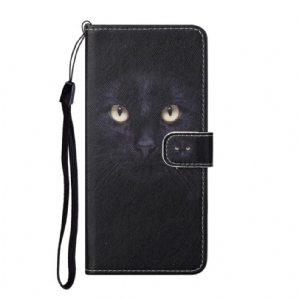 Flip Case Für Samsung Galaxy S22 Plus 5G Mit Kordel Schwarze Katzenaugen Mit Riemen