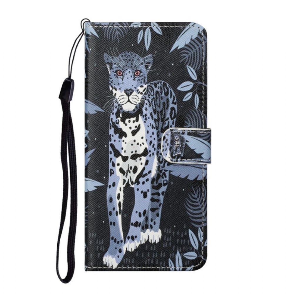 Flip Case Für Samsung Galaxy S22 Plus 5G Mit Kordel Tanga-leopard