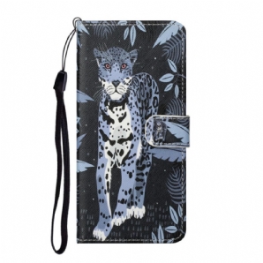 Flip Case Für Samsung Galaxy S22 Plus 5G Mit Kordel Tanga-leopard